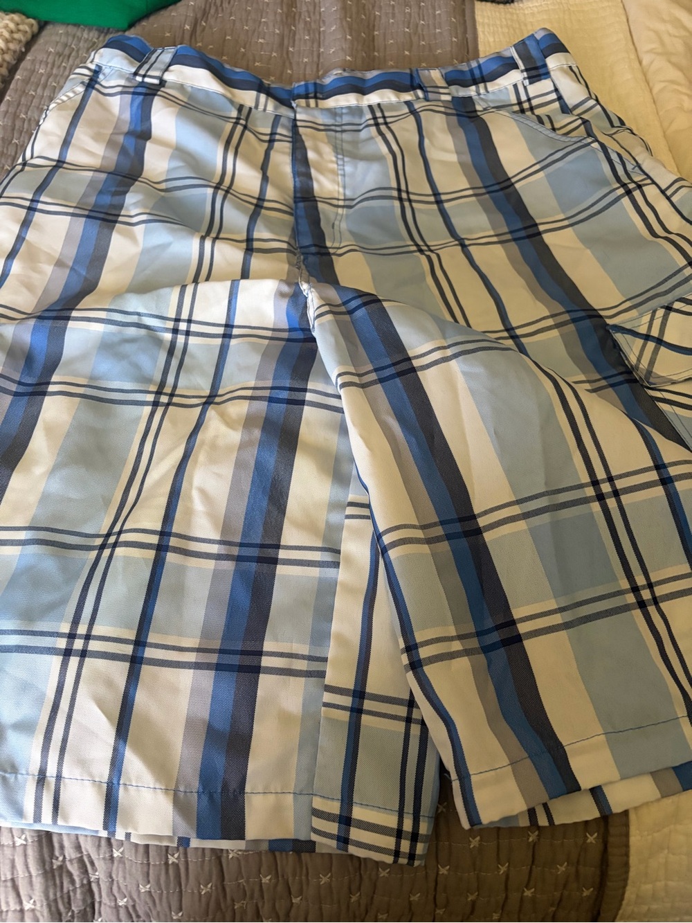 Light Blue Plaid Men's Shorts